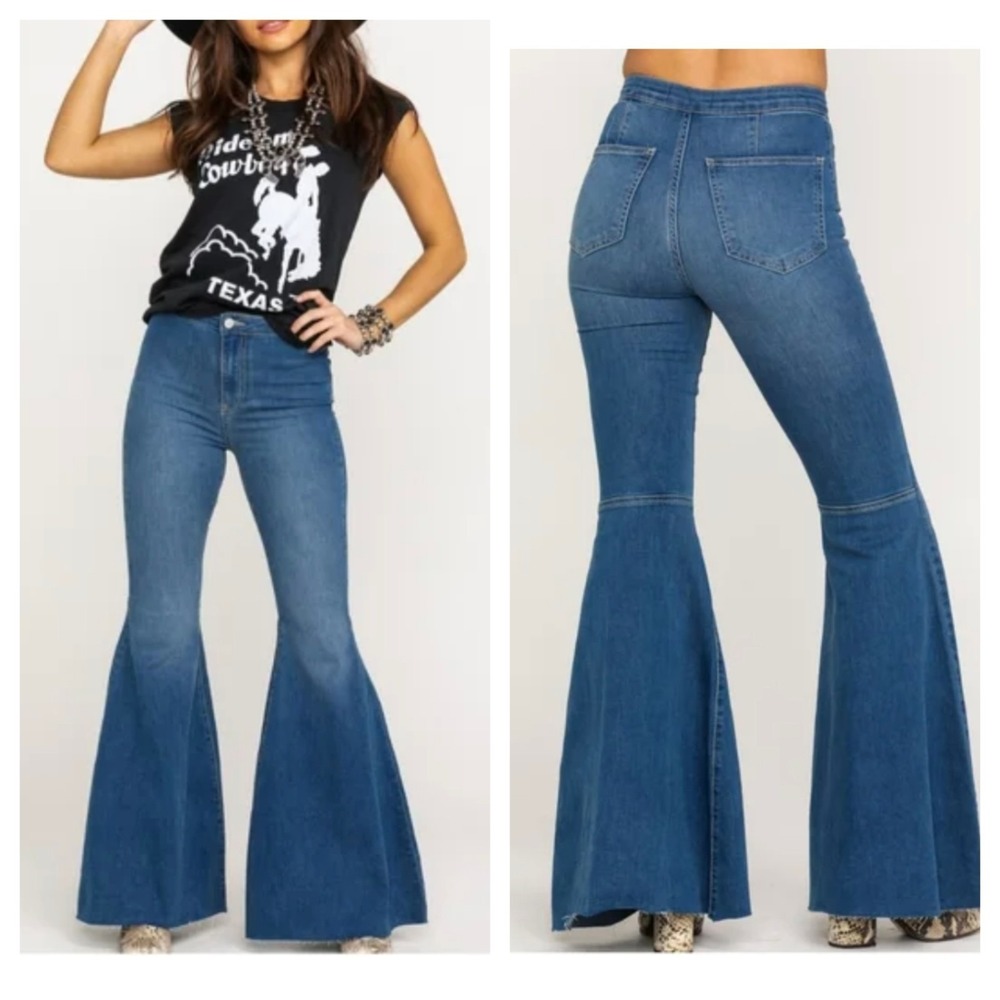 Free People‎ 25R Jeans Just Float On Flare Womens Blue High Rise Bell Bottoms